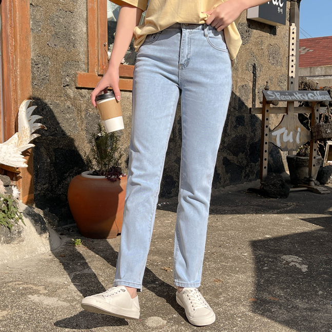 バンディングストレートデニムパンツ