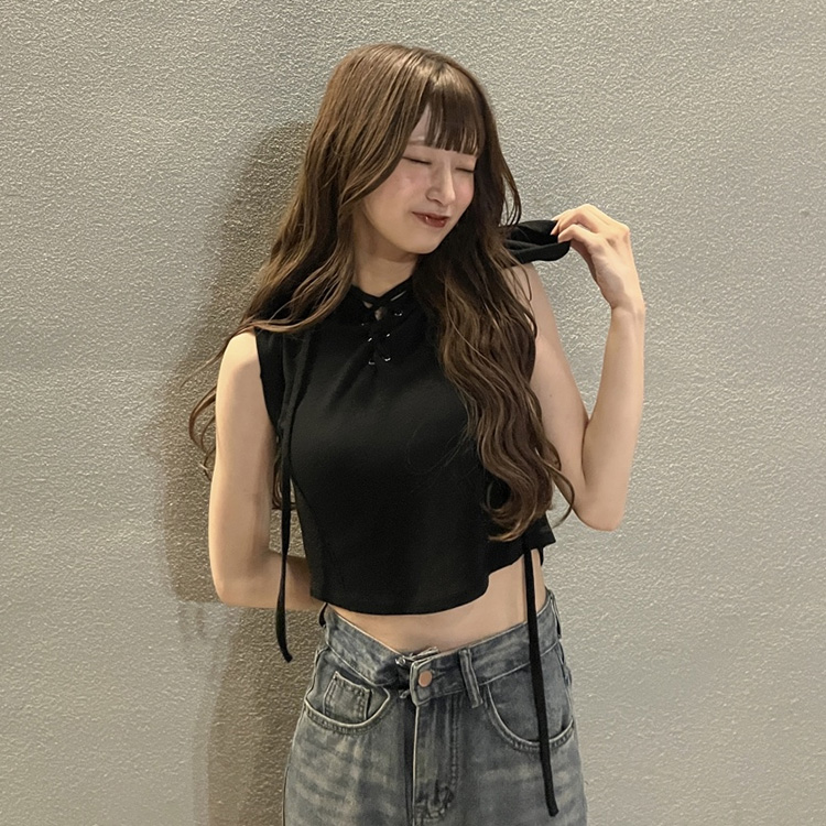 STS65918 ノースリーブレースアップパーカー ノースリーブ - SONA