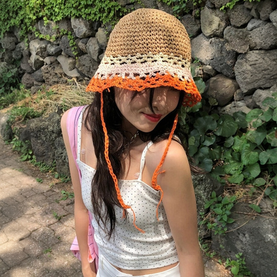レインボー麦わら帽子