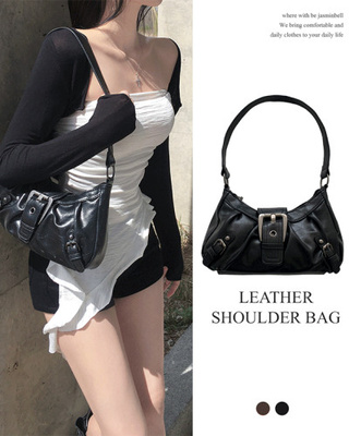 해쉬 빈티지 버클 레더 가죽 데일리 미니 토트 숄더백