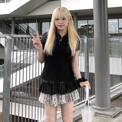 ドットスターフリルミニスカート