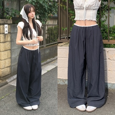 ナイロンバンディングワイドロングパンツ