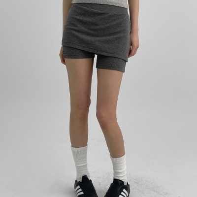 韓国　jichoi スカートパンツ ワッフルミニスカートパンツ｜ショートパンツ｜韓国ファッション