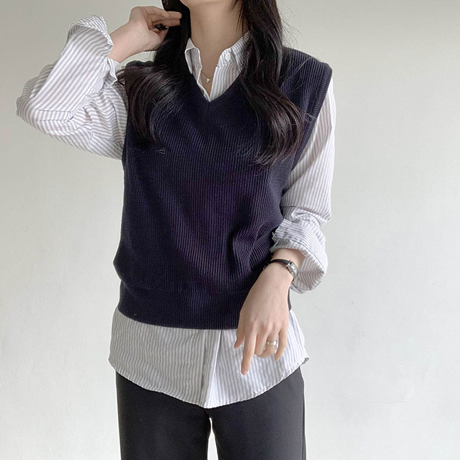 Sonyunara リブニットベスト 8colors 10代 代女性ファッション韓国通販