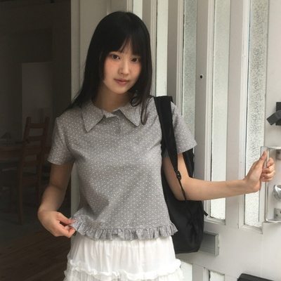 ドットフリル半袖Tシャツ