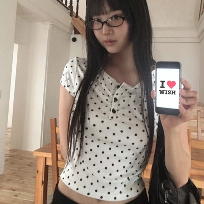 ドットボタンシャーリング半袖Tシャツ