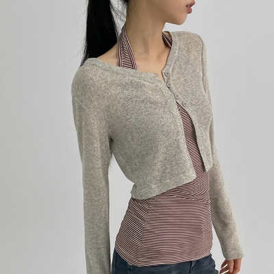 BLACKUP フォンソニーニットカーディガン knit cardigan(gray/black) | ok.soon