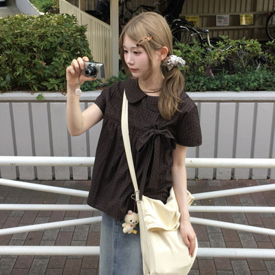 ポイントリボンチェックシャツ