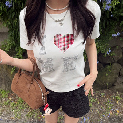ハートグリッター半袖Tシャツ