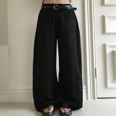 【丈別】サマーフードルサイドピンタックワイドパンツ