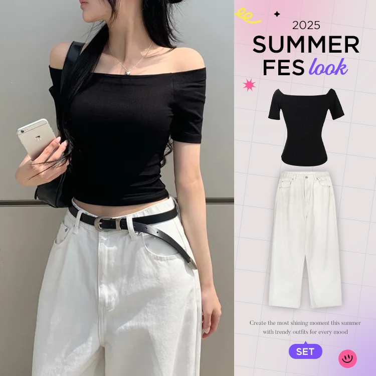 ツーピース 【SUMMER♥フェスコーデセット】Tシャツ+コットンワイドパンツ