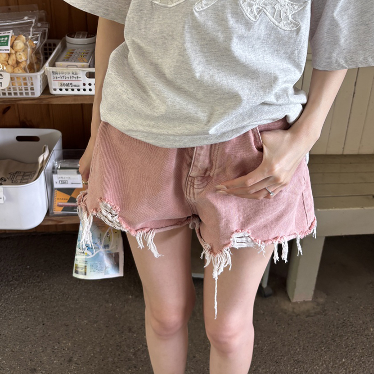 SPS34694 ビンテージピンクデニムショートパンツ ショートパンツ