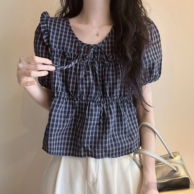 モリアチェックブラウス