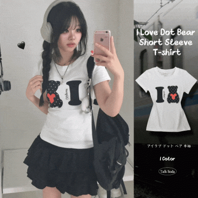 ドットベアクマスリム半袖Tシャツ