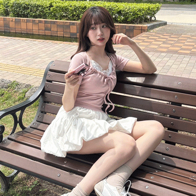 半袖Tシャツ リボンシャーリング半袖Tシャツ