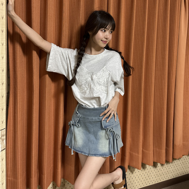 サイドリボンデニムミニスカート｜ミニスカート｜韓国