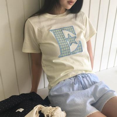 チェックワッペン半袖Tシャツ