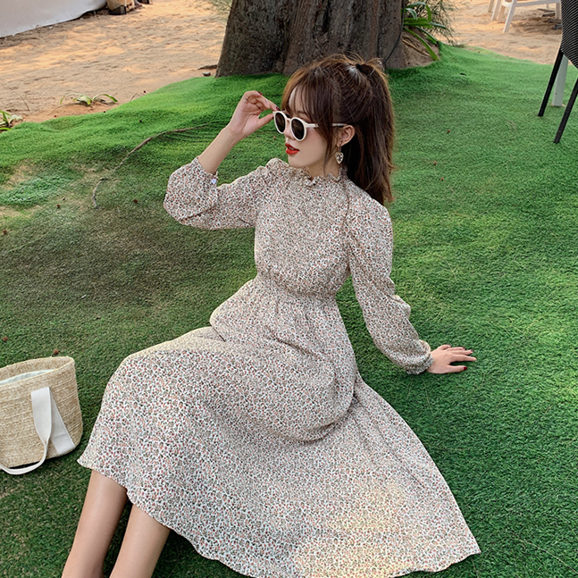 Sona フラワーシャーリングワンピース 10代 代女性ファッション韓国通販