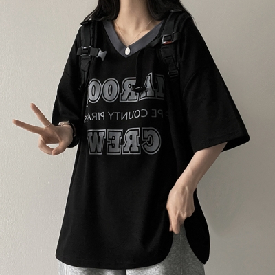 ローニングバイカラー半袖Tシャツ｜半袖Tシャツ｜韓国ファッション通販