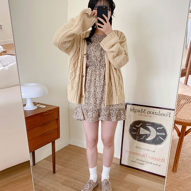 ルーズツイスト編みカーディガン