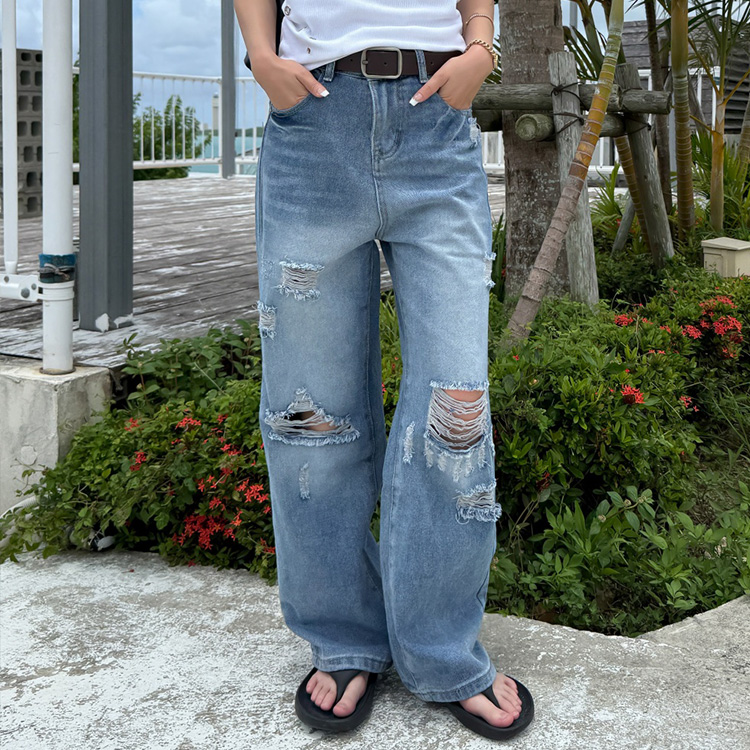 ダメージデニムストレートパンツ｜デニム｜韓国ファッション通販 SONA