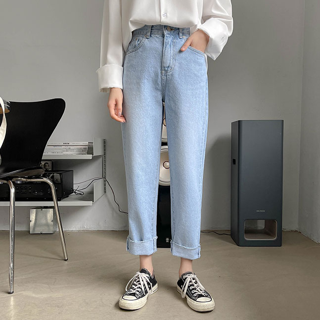 カットオフストレートデニムパンツ
