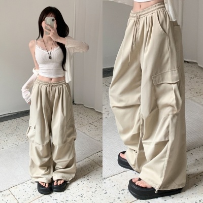 ツーピンタックストリングワイドカーゴパンツ