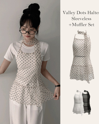 【マフラー付き】ドットホルターシースルーキャミソール