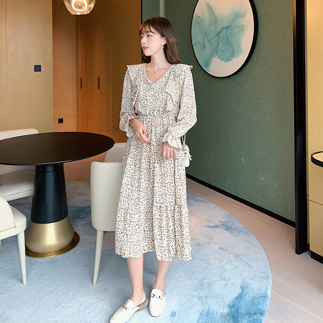 Sona 小花柄ロングワンピース 10代 代女性ファッション韓国通販