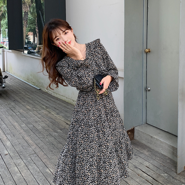 Sona 小花柄ロングワンピース 10代 代女性ファッション韓国通販
