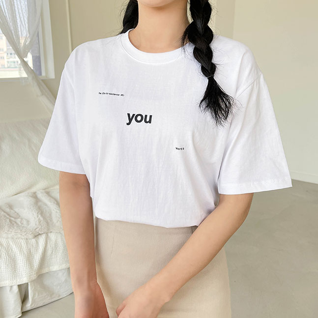 YOU英文レタリング半袖Tシャツ