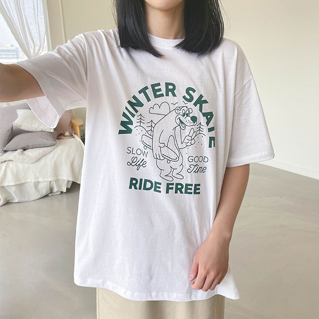 レタリングプリント半袖Tシャツ