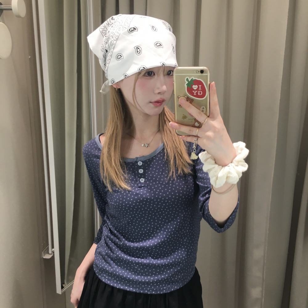 ヘンリーネックスター長袖Tシャツ｜長袖Tシャツ｜韓国ファッション通販