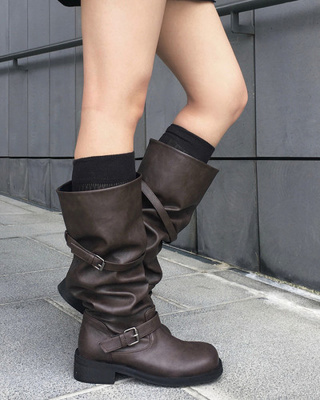 バイカーバックルロングブーツ