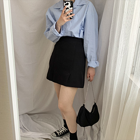 【韓国発】シンプルベーシックミニスカート 1618541039_5.jpg