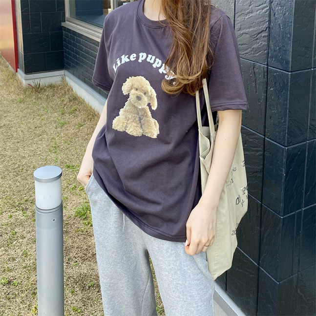 ワンちゃんプリント半袖Tシャツ