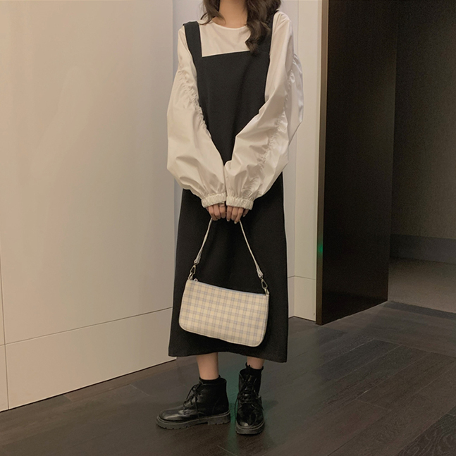 オーバーオールワンピース+シャツセット