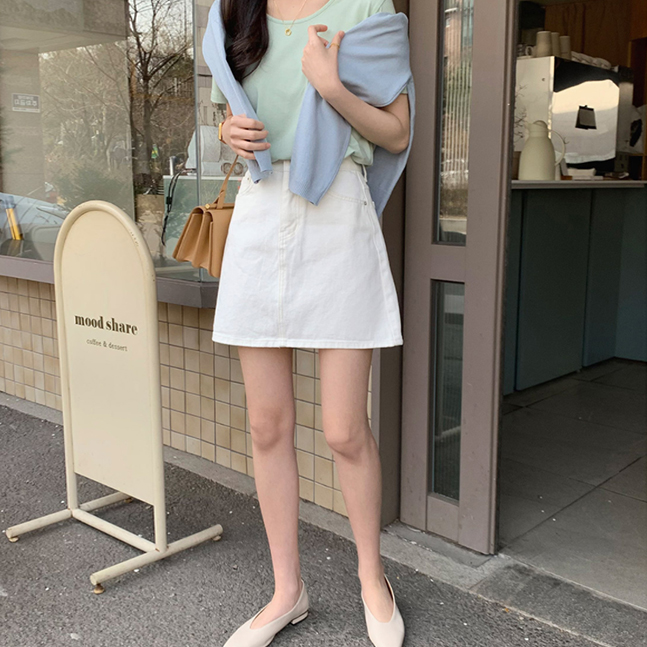 Aラインコットンミニスカート