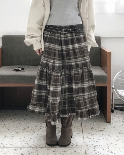 VIVIENNE TAM チュールティアードロングスカート チェック ボリューム