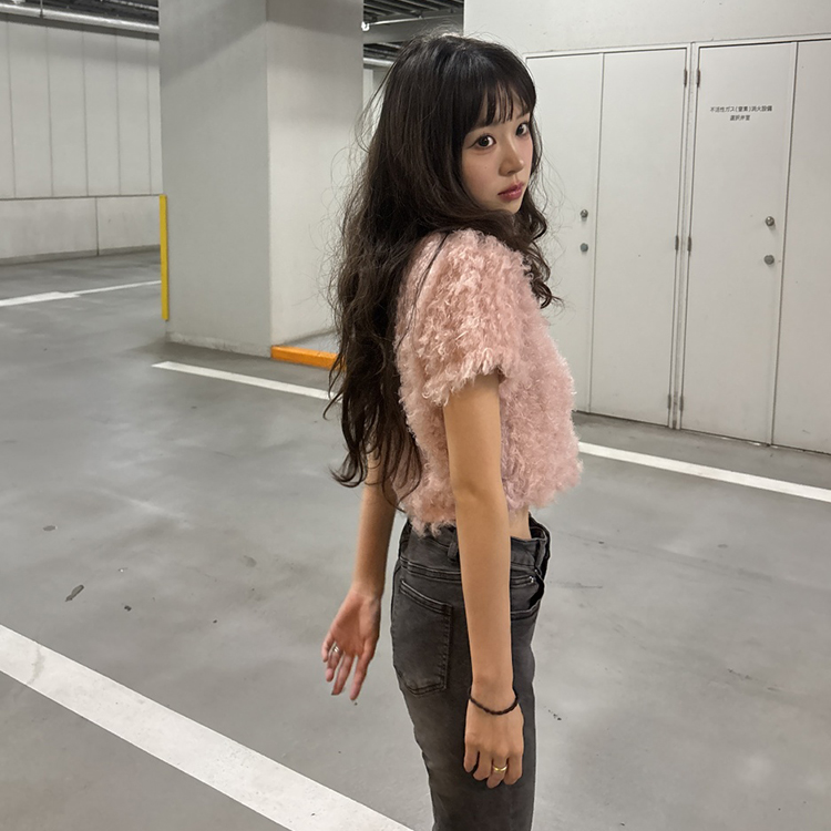 クロップ丈ファーカーディガン｜カーディガン｜韓国ファッション