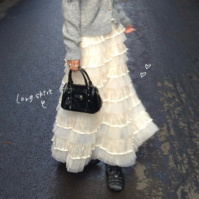 チュールティアードスカート