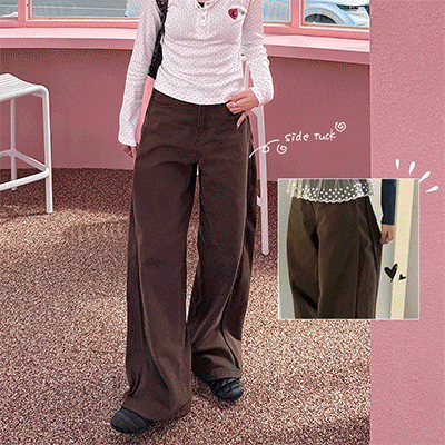 【丈別】ピンタックワイドパンツ