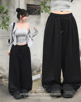 ドットピンタックワイドトレーニングパンツ
