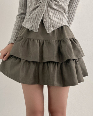 제인 스웨이드 캉캉 밴딩 미니 스커트