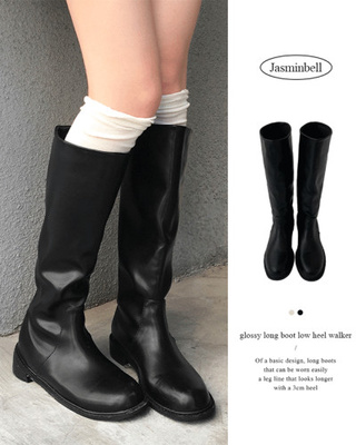 젠타 유광 롱 부츠 워커