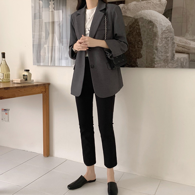 スリームストレートコットンパンツ