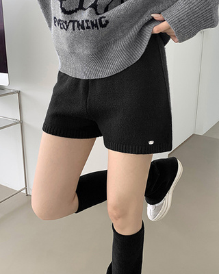 ~XL[울반바지/진짜예뻐요]밴딩 펜던트 울 혼방 도톰 니트 가을 반바지