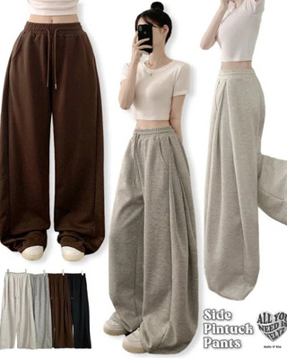 인생 트레이닝팬츠 365일 사이드핀턱 와이드 밴딩 사계절 롱팬츠