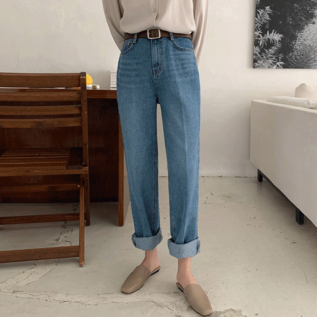 ストレートロングデニムパンツ