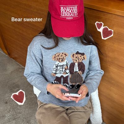 ベアモチーフニット